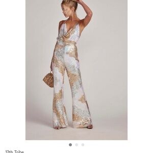 12th Tribe Gold and White sequin jumpsuit
